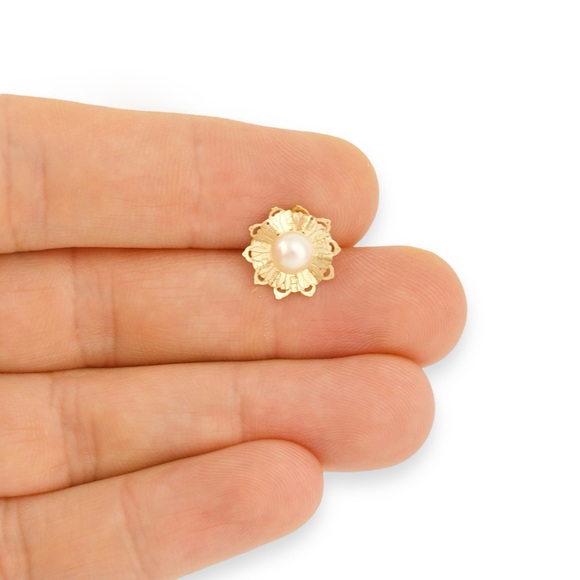 Vintage 14K Gold Genuine Pearl Stud Earring *Single Earring Only - Picture 2 of 6
